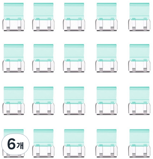 문구담 멀티 푸시 핸드 클립 종이 문서 고정 바인딩 05 초록, 6개, 20개입, 소