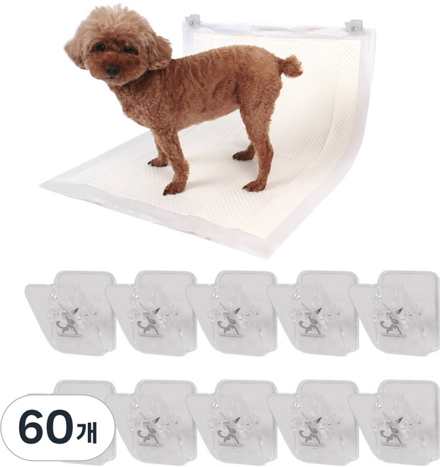 딩동펫 강아지 소프트 배변패드 고정 집게, 투명, 1개입, 60개