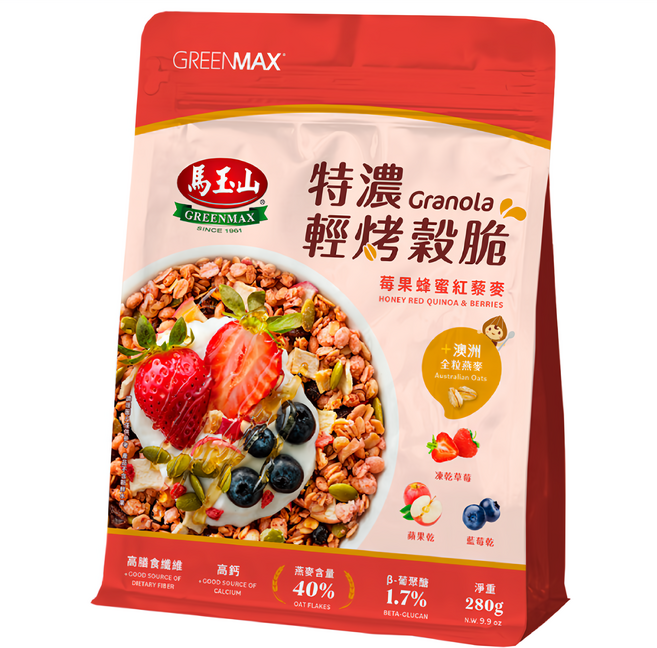 馬玉山 特濃輕烤穀脆 莓果蜂蜜紅藜麥, 1包, 280g