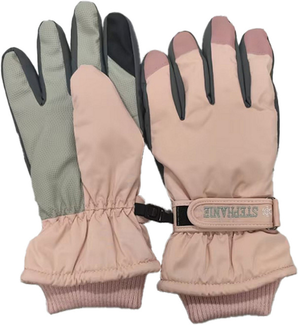 알로데 비엔또 배색 슬림 스키장갑, A01 핑크, 1개