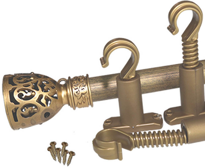 썬데코 25mm 커튼봉 빅장구 + 조절브라켓, 골드블랙