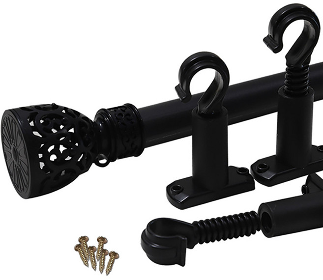 썬데코 25mm 커튼봉 빅장구 + 조절용 브라켓, 블랙