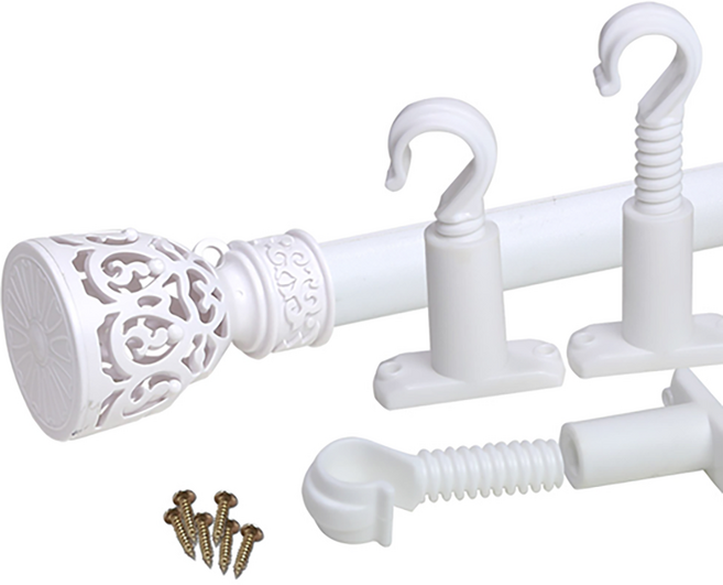 썬데코 커튼봉 빅장구 25mm + 조절 브라켓 세트, 화이트