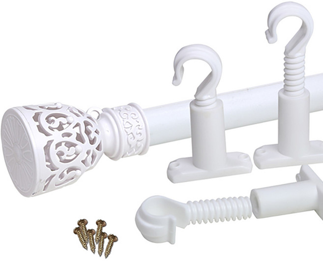 썬데코 커튼봉 빅장구 25mm + 조절 브라켓 세트, 화이트