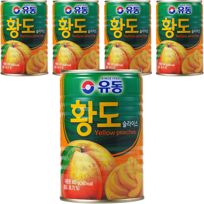 유동 황도 슬라이스 통조림, 400g, 5개