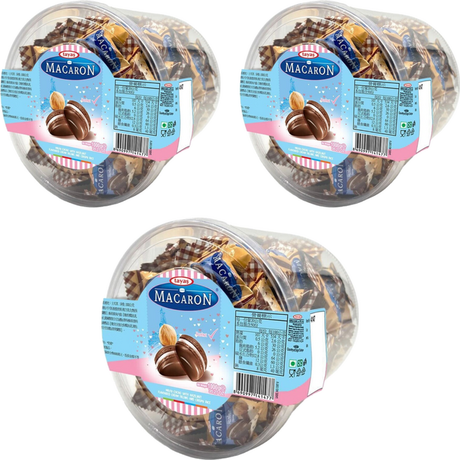tayas 馬卡龍造型可可製品 榛果味, 1kg, 3個