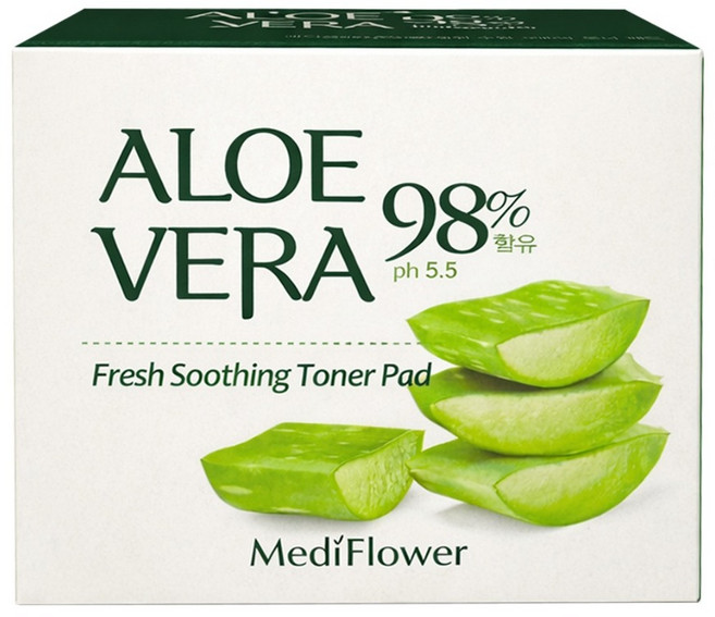 MediFlower 台灣公司貨 蘆薈清新爽膚棉片, 1個, 60片