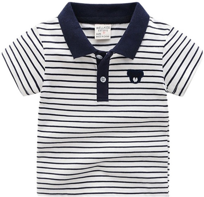 웰키즈 엠케이 아동용 포인트베어 반팔 곰돌이 카라티셔츠