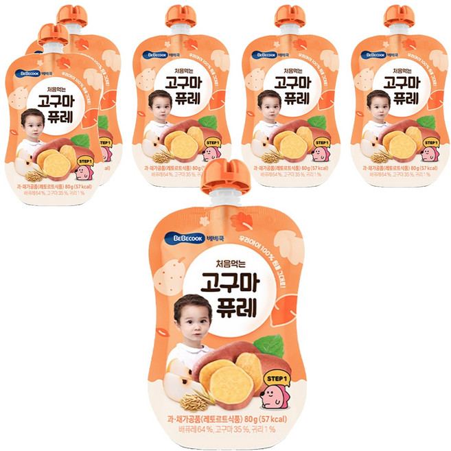 베베쿡 처음먹는 퓨레, 고구마, 80g, 6개
