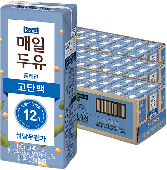 매일두유 고단백 플레인, 190ml, 72개