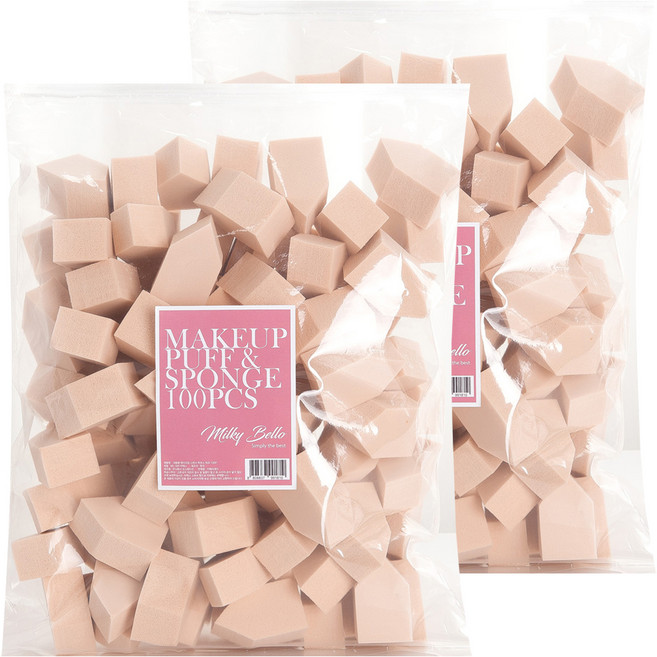 키메라제이 대용량 메이크업 스펀지 하우스 퍼프 100p, 2개