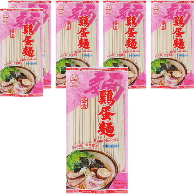 義峰食品 雞蛋麵 中, 300g, 6包