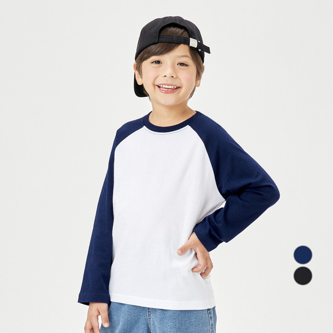 롤리트리 아동용 라글란 기본 긴팔 티셔츠