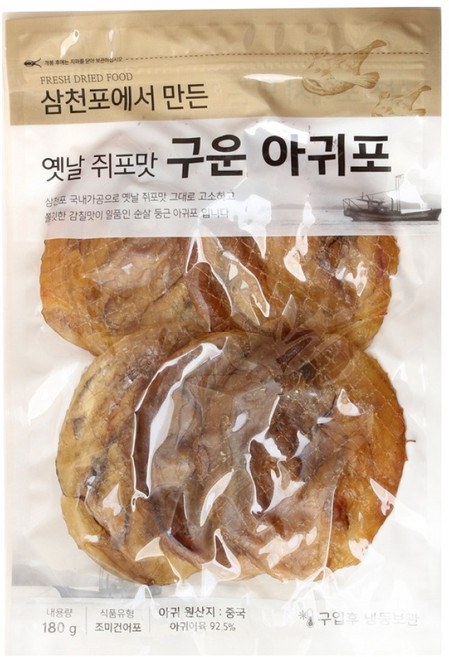 옛날 쥐포맛 구운 아귀포, 1개, 180g