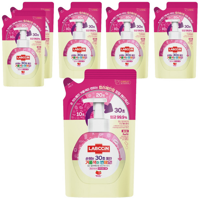랩신 컬러체인징 핸드워시 리필 베리향, 450ml, 6개
