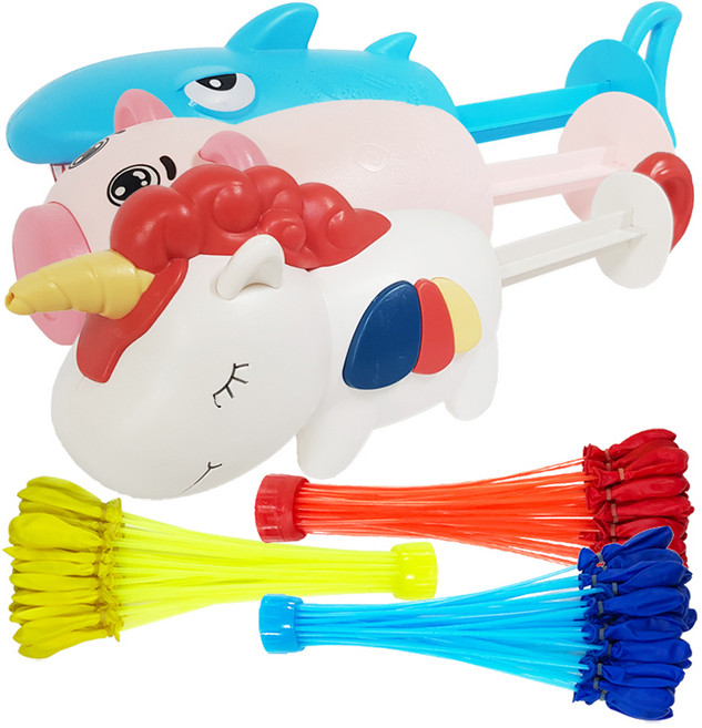 아가플러스 에니멀 펌프 워터건 3p + 물풍선 3종 x 37p 세트, 혼합색상, 1개