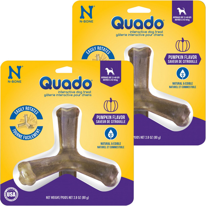 Quado Q樂多 中型趣味互動潔牙骨, 2個, 南瓜風味, 80g
