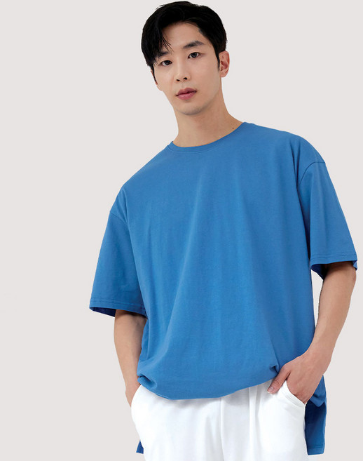 엘라모 무지 옆트임 오버핏 반팔 티셔츠