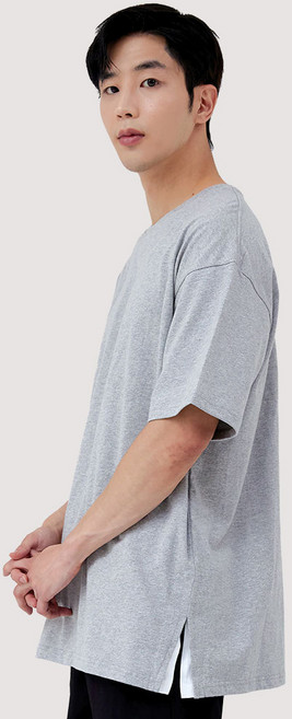 엘라모 무지 옆트임레이어드 오버핏 반팔 티셔츠