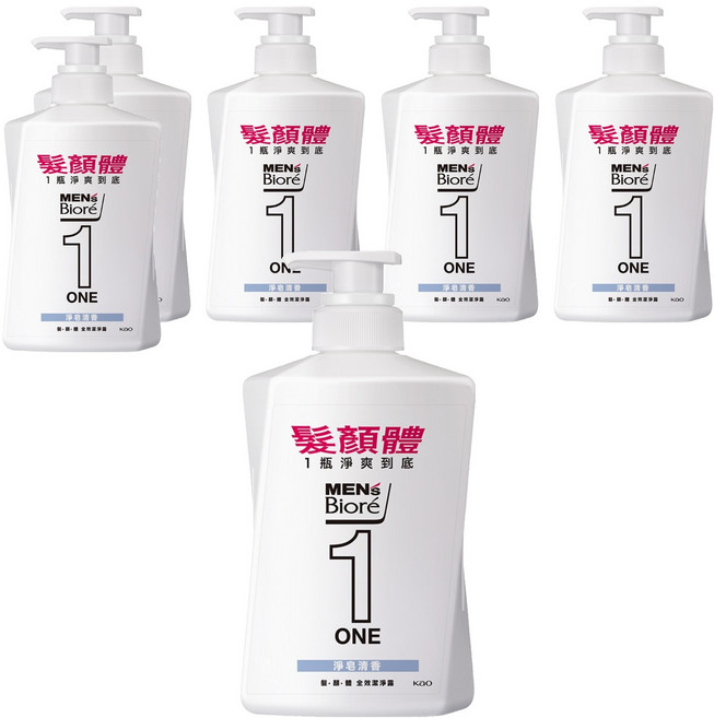 MEN's Biore 髮顏體潔淨露 淨皂清香, 480ml, 6瓶