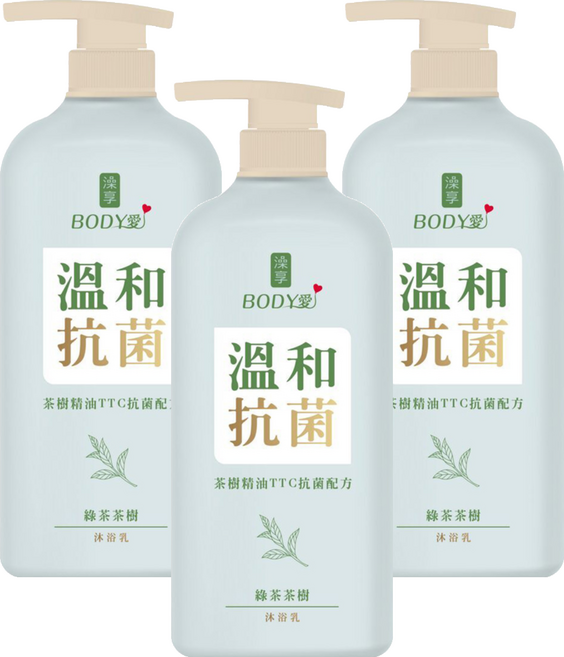 澡享 BODY愛抗菌沐浴乳 綠茶茶樹, 900g, 3瓶