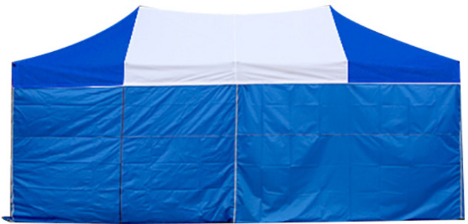 홍캐노피 프리미엄 스테인레스 민자 벽면 캐노피 접이식 행사용 천막 2 x 4 m, 백색 + 파랑, 1개