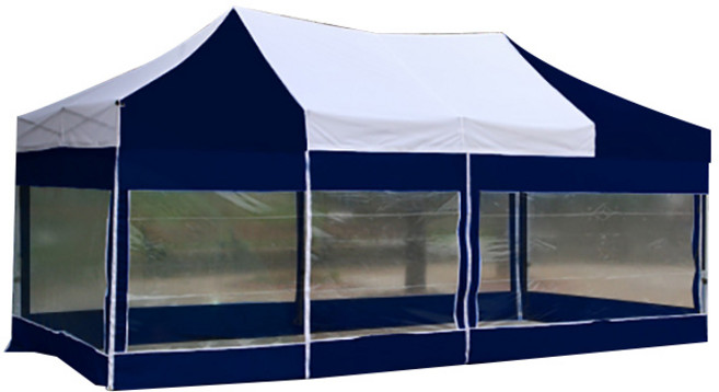 홍캐노피 스테인레스 투명창 벽면 접이식 행사용 캐노피 천막 2.5 x 5 m, 백색 + 네이비, 1개
