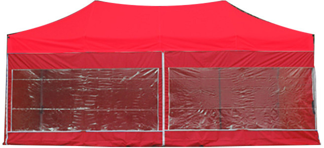 홍캐노피 스테인레스 투명창 벽면 접이식 행사용 캐노피 천막 2.5 x 5 m, 빨강, 1개