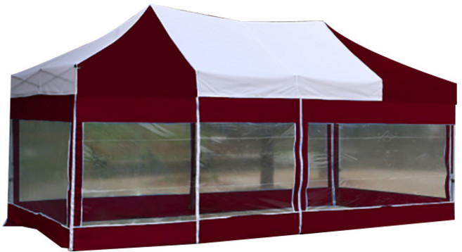 홍캐노피 스테인레스 투명창 벽면 접이식 행사용 캐노피 천막 2.5 x 5 m, 백색 + 와인, 1개