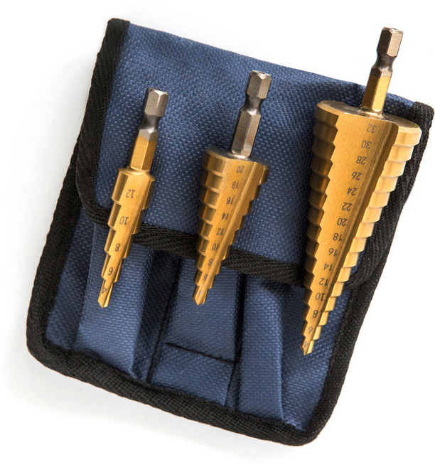 홈어스 티타늄 코팅 스텝드릴 3종 + 파우치, 1세트