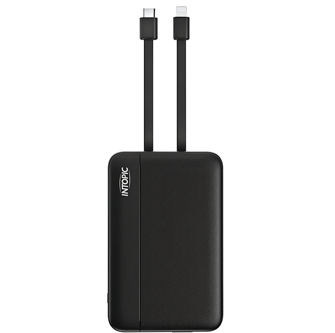 INTOPIC 廣鼎 雙線迷你快充行動電源 9800mAh 雙向快充 Type-C 輸入/輸出, PW-117, 黑色