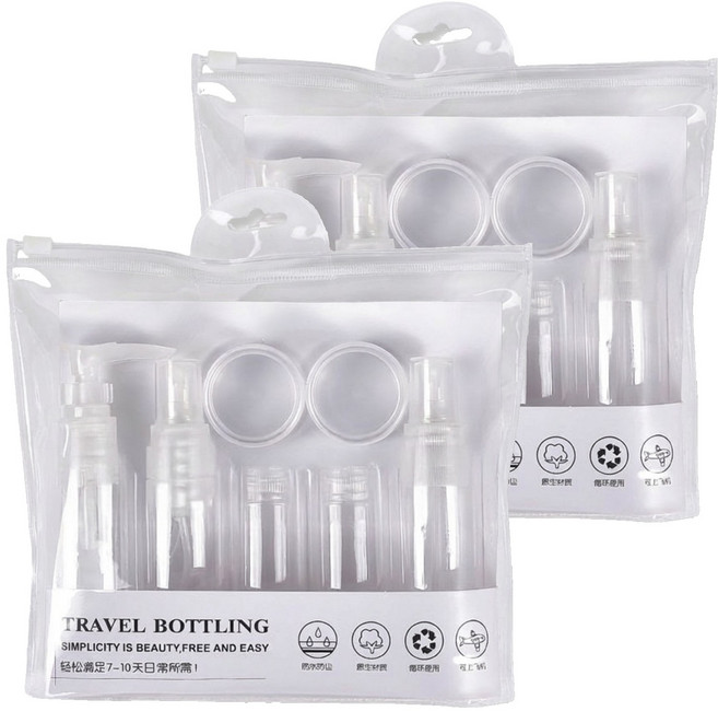 벨리안 여행용 화장품 공병 소분용기 7종 세트 20 x 17 x 3 cm, 2세트, 투명