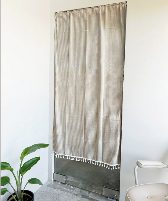 日系棉麻門簾 單開, 奶茶可可