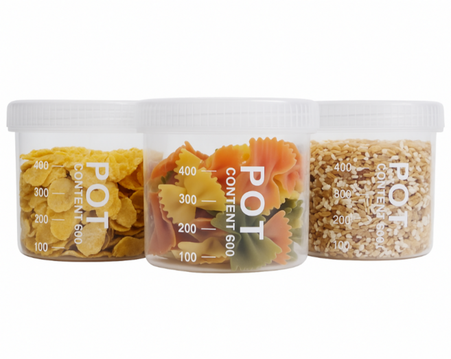 데일리픽 오곡 잡곡 투명 원형 밀폐용기 600ml, 3개, 단품