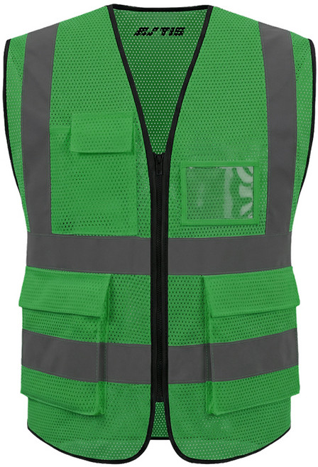 TIS 올메쉬 포켓형 작업복 안전조끼, 초록, 1개