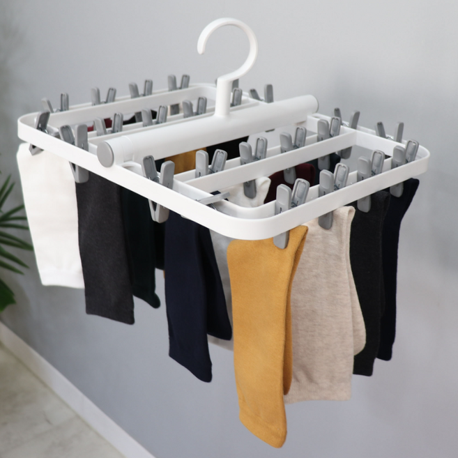 하늬통상 슬림 접이식 대용량 빨래집게 건조대, 그레이