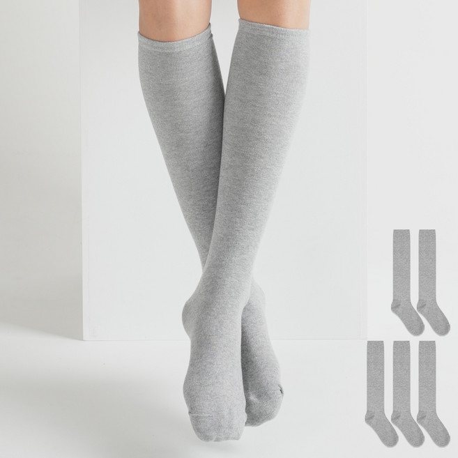 노디자인 여성용 무지 니삭스 반장 양말 5족 세트