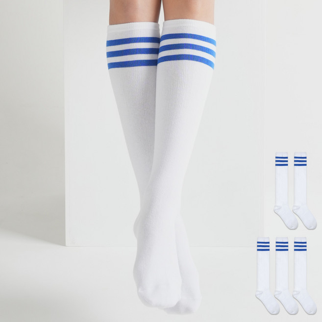 노디자인 여성용 삼선 니삭스 5족 세트