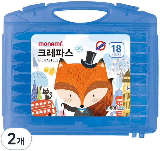 모나미 모니주 크레파스 블루, 18색, 2개