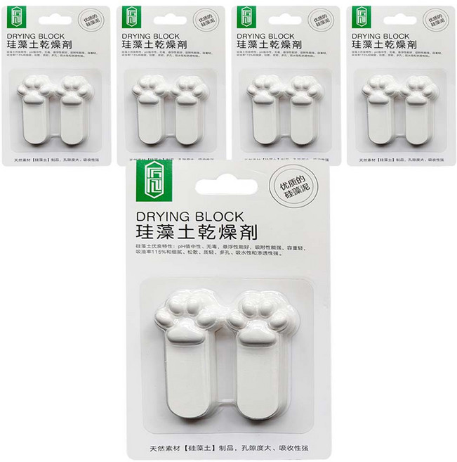 毛皇上 珪藻土乾燥劑 猫爪長條, 54g, 5組