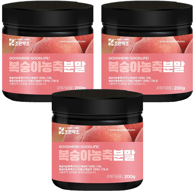 조은약초 복숭아 농축 분말, 200g, 3개