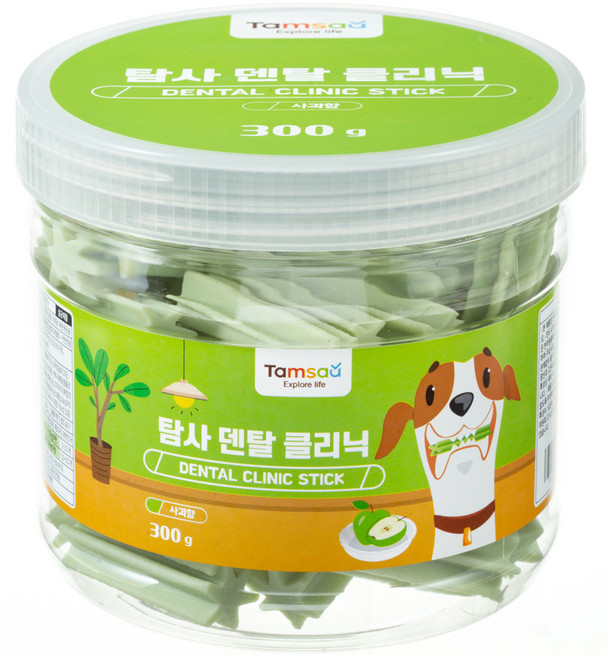 탐사 덴탈 클리닉 반려동물 치석제거 덴탈껌, 청사과맛, 300g, 1개