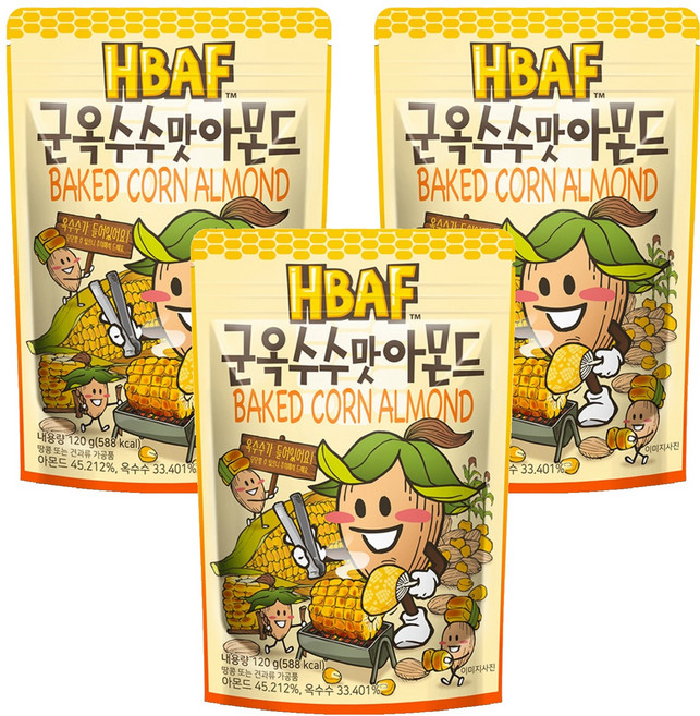 바프 군옥수수맛 아몬드, 120g, 3개