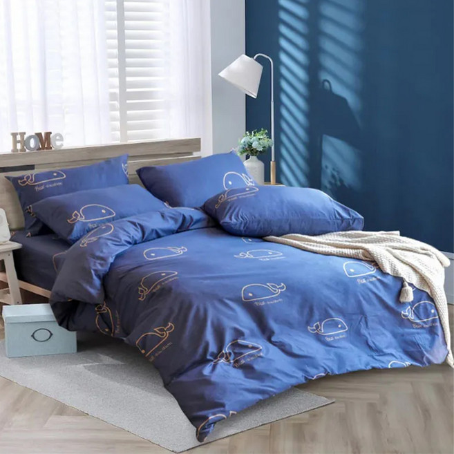 Blue Cat 藍貓 銀離子抗菌薄被套, 藍鯨