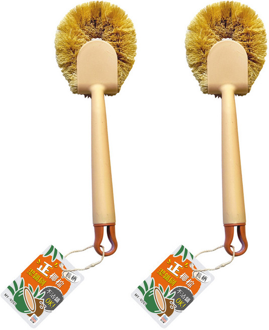 BEER BEAR 皮久熊 正椰棕長柄潔鍋刷 27 x 9 x 3.5cm, 顏色隨機, 2支