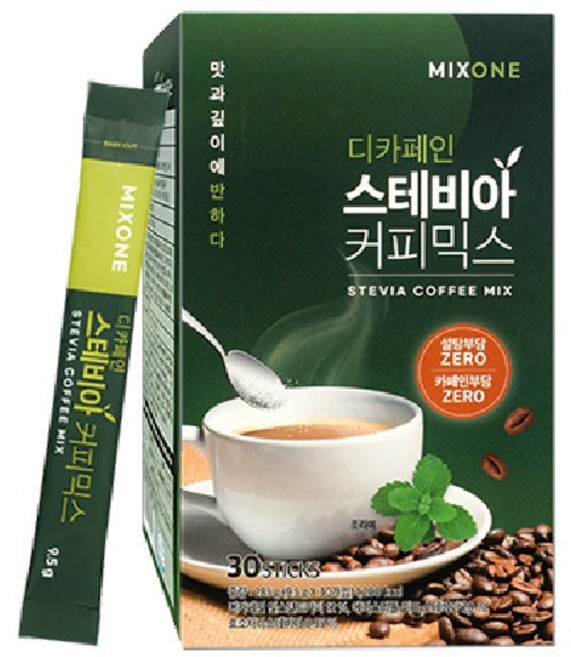 MIXONE 디카페인 스테비아 커피믹스, 9.5g, 30개입, 1개