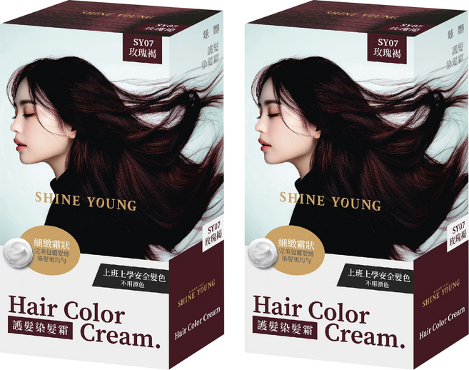 SHINE YOUNG 炫艷 護髮染髮霜 SY07, 2個, 玫瑰褐