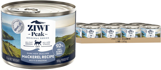 ZIWI Peak 滋益巔峰 全齡貓 鮮肉主食罐, 鯖魚, 185g, 12罐