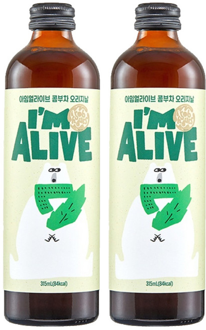 아임얼라이브콤부차 유리병 오리지날, 315ml, 2개