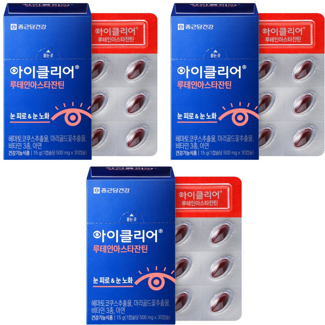 아이클리어 루테인아스타잔틴, 30정, 3개